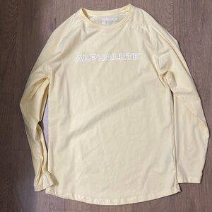 Mens alphalete cream/yellow long sleeve T size medium